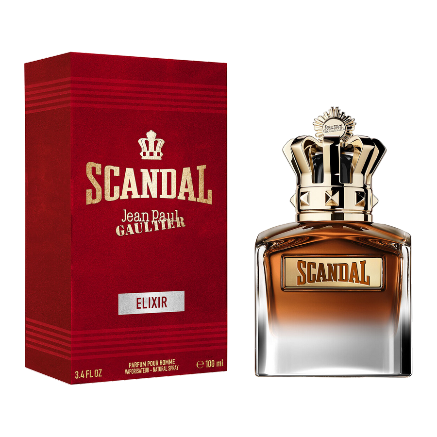 Jean Paul Gaultier Scandal Pour Homme Elixir Parfum 100ml dettaglio flacone e scatola