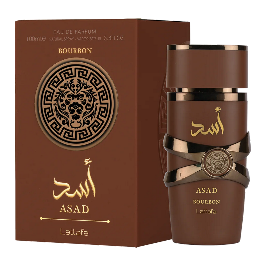 Lattafa Asad Bourbon Eau de Parfum 100ml dettaglio flacone e scatola