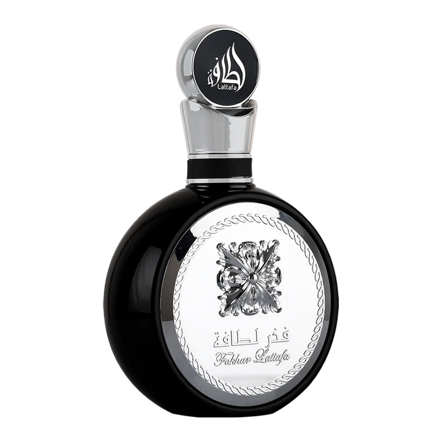 Lattafa Fakhar Black Eau de Parfum 100ml bottiglia nera vista frontale