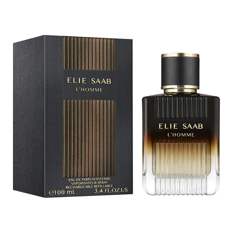 Elie Saab L'Homme Eau de Parfum Intenso 100ml dettaglio flacone e scatola
