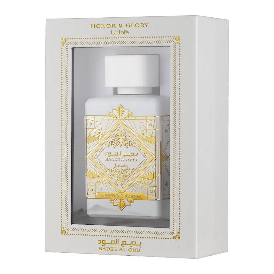 Lattafa Bade'e Al Oud Honor & Glory 100ml dettaglio confezione esterna